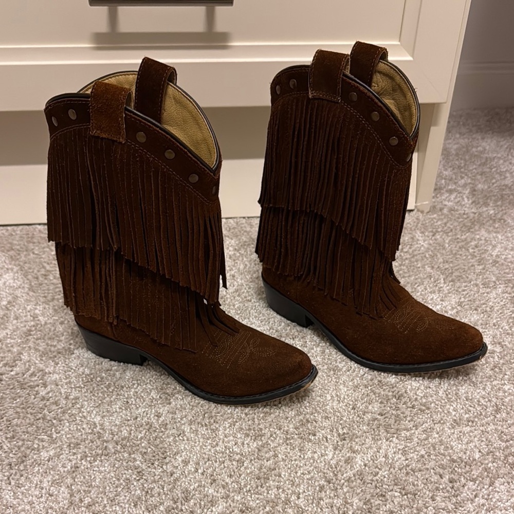 Brown Fringe Cowboy Boots